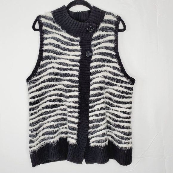 Chico's Jackets & Blazers - Chico's Wool Mohair Blend Knit Vest Size 3 (XL/16) Sleeveless Sweater Cardigan